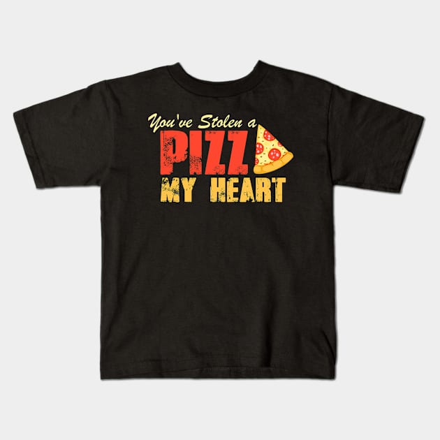 You've Stolen Pizza My Heart, Funny Pizza Valentines, Pizza Gift Kids T-Shirt by jmgoutdoors